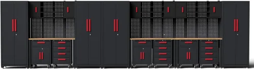 Miniatura 13 de Juego de taller de esquina, 10 gabinetes de garaje y sistema de almacenamiento con gabinete de esquina, cajones de gabinete, banco de trabajo