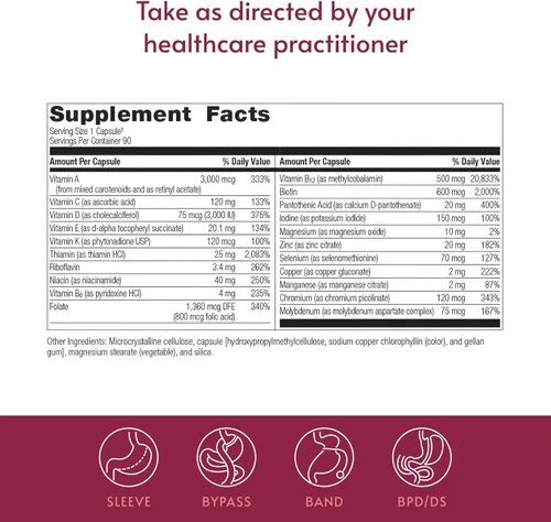 Miniatura 4 de Bariatric Advantage Ultra Solo Sin Hierro - Multivitamínico diario una vez al día - para pacientes bariátricos - con tiamina, vitamina A y más - Sin