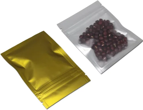 Miniatura 20 de FERENLI 100 unidades Bolsa de almacenamiento de alimentos Mylar con cierre de cremallera, bolsa de aluminio mate hermética con ventana frontal
