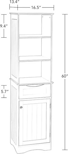 Miniatura 3 de RiverRidge, Grey Ashland - Gabinete de almacenamiento independiente para baño con tres estantes abiertos y cajón