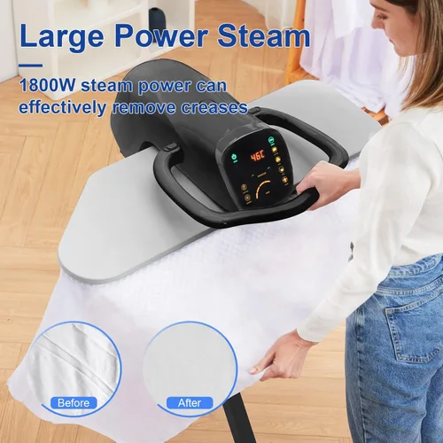 Miniatura 5 de Prensa de plancha de vapor grande de 34 pulgadas con pantalla táctil LED, prensa de vapor de 1800W con 5 ajustes de tela, conversión de idioma e