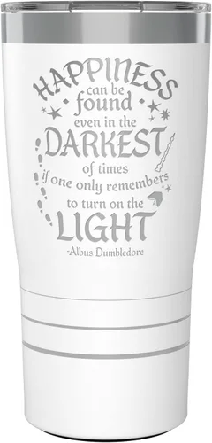 Tervis Traveler - Vaso aislado de triple pared con cita de la felicidad de Harry Potter mantiene las bebidas frías y calientes, 30 onzas, blanco