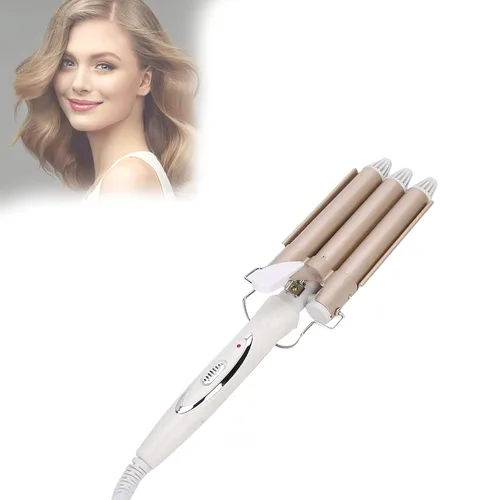 Rizador de pelo, 3 rizadores de pelo de 0.866 in, rizador de pelo de cerámica portátil ajustable con temperatura ajustable para cabello rápido (EE.