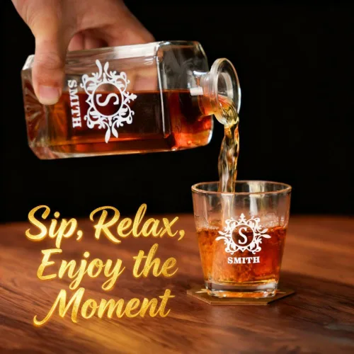 Miniatura 5 de Juego de decantadores de whisky personalizados para hombres, para el hogar, bar, decantadores de licor personalizados, caja de madera, vasos