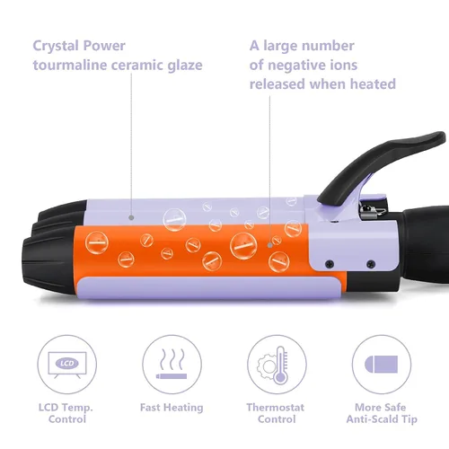 Miniatura 4 de Aima Beauty Hair Waver de 1.260 in (1.25 pulgadas) con ondas de sirena y playa, rizador de 3 barriles, con temperatura ajustable, duradero, se