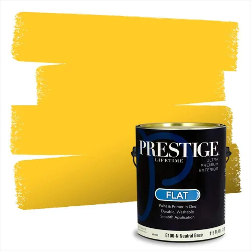 Miniatura 254 de PRESTIGE Pinturas Pintura Exterior e Imprimación En Uno, 1 Galón, Satinado, Pareja Comparable de Benjamin Moore* Amarillo* 320BM-PCM