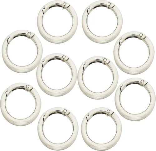 10 mosquetones redondos pequeños de 1 pulgada (0.984 in), ganchos de metal con resorte de resorte, accesorios de bricolaje para llaveros, bolsas,