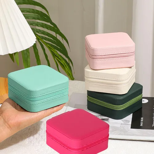 Miniatura 5 de GOTDYA Organizador de viaje de joyería cajas de joyería pequeñas portátiles esenciales de viaje para mujeres color rojo rosa