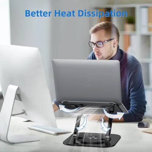 Miniatura 7 de MCHOSE - Soporte para laptop para escritorio, soporte ergonómico con base giratoria de 360°, soporte plegable para computadora portátil compatible
