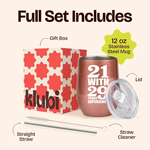 Miniatura 3 de KLUBI Regalos de 50 Cumpleaños para Mujeres Divertidos - Copa de Vino de 12 Onzas 21 with 29 years Experience Regalos de 50 Cumpleaños para Ella