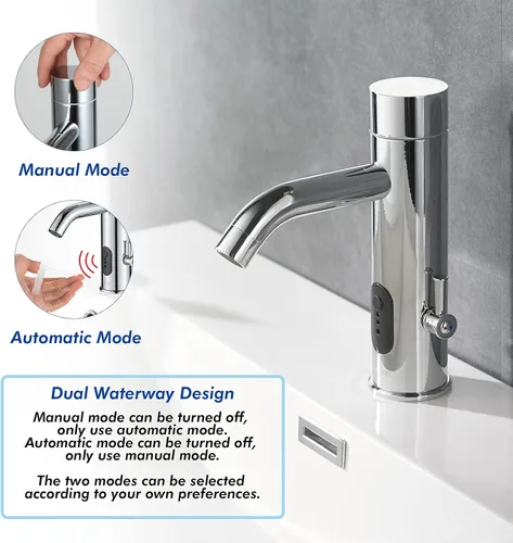 Miniatura 2 de Llave de baño manual y automática, llave de baño sin contacto con una varilla de control de temperatura, cromo, TS-5303C