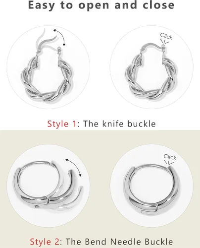Miniatura 8 de Adoyi - Juego de aretes de oro para mujeres, aretes trenzados de oro, chapados en 14 quilates, para niñas, como regalo.