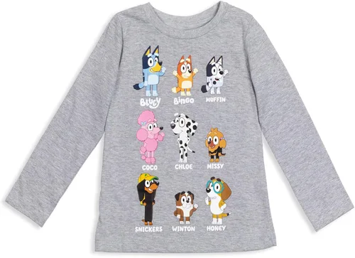 Miniatura 2 de Bluey Winton Snickers Honey Muffin Bandit Dad Chilli Mom Missy Chloe Coco Bingo - Paquete de 2 camisetas para niñas de niños pequeños a niños