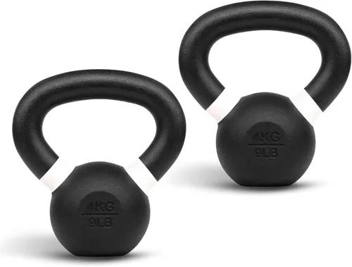 Miniatura 8 de Yes4All Powder Coated Kettlebell, Cast Iron Core Kettlebells with Non-Slip Handle & Flat Bottom for Conditioning, Heavy Duty for Strength Training