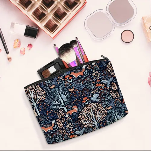 Miniatura 4 de jeilink Linda bolsa de maquillaje divertida con diseño floral de animales para amantes, mujeres, niñas, hijas, enfermeras, compañeras de trabajo