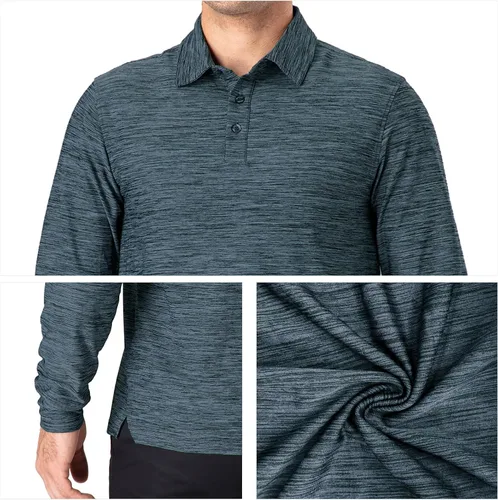 Miniatura 50 de NAVISKIN Camisas polo para hombre, de secado rápido, UPF 50, manga larga y corta, que absorben la humedad