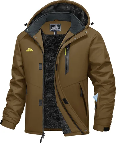 Miniatura 10 de MAGCOMSEN Chaqueta de invierno para hombre, chaqueta impermeable de esquí, nieve, abrigo de snowboard cálido con múltiples bolsillos