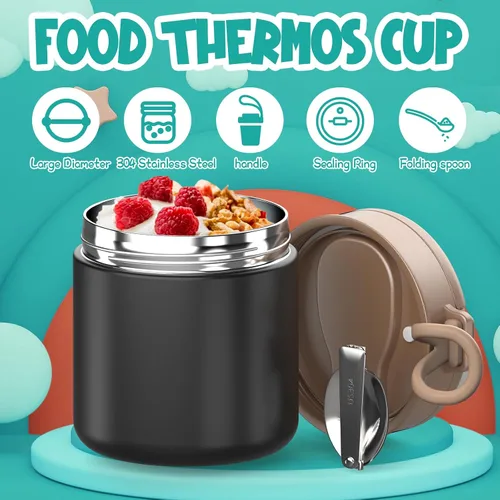 Miniatura 7 de Termo para comida caliente para niños – 15.2 onzas, tarro de comida aislado a prueba de fugas, termo de sopa, recipientes de almuerzo aislados