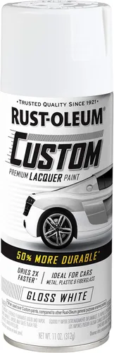 Rust-Oleum 352722 Pintura en aerosol de laca personalizada automotriz, 11 onzas, blanco brillante Blanco satinado