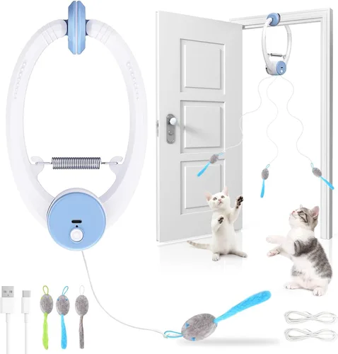 Wortade Juguetes interactivos para gatos de interior, juguete eléctrico automático de plumas de pájaro volador, juguete eléctrico recargable de