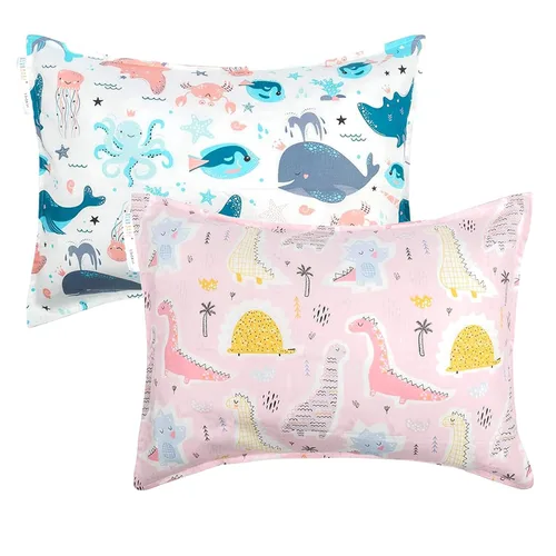 Miniatura 22 de ALVABABY Paquete de 2 fundas de almohada de algodón orgánico para niños pequeños, fundas de almohada para niños de 13 x 18 pulgadas o 12 x 16