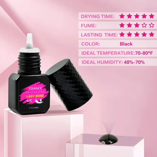 Miniatura 4 de TDANCE Pegamento para extensiones de pestañas, pegamento para extensiones de pestañas, 0.3 segundos, secado/retención – 7 semanas/pegamento