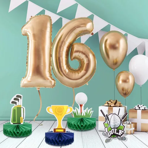 Miniatura 5 de Teling - 12 centros de mesa de golf para decoración de mesa de fiesta, pelota de golf de doble cara, panal para cumpleaños, despedida de soltero