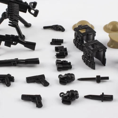 Miniatura 4 de Paquete de armas militares, 24 piezas de accesorios del Reino Unido, kits de juguetes, equipo del ejército, armas de la Segunda Guerra Mundial