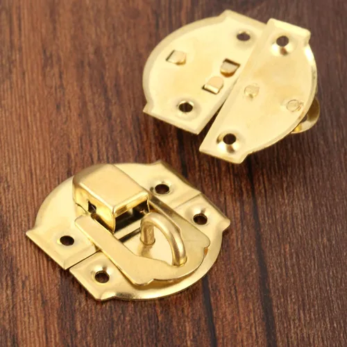 Miniatura 7 de Yetaha 10 pestillos pequeños dorados, joyero antiguo, cerrojos con cerradura, cierre de pestillo para cajas de madera, caja de pecho, maleta