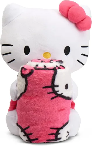 Miniatura 3 de Northwest Juego de almohada y manta táctil de seda con diseño de personajes Hugger, 40 x 50 pulgadas, Hello Kitty - Orgullo rosa