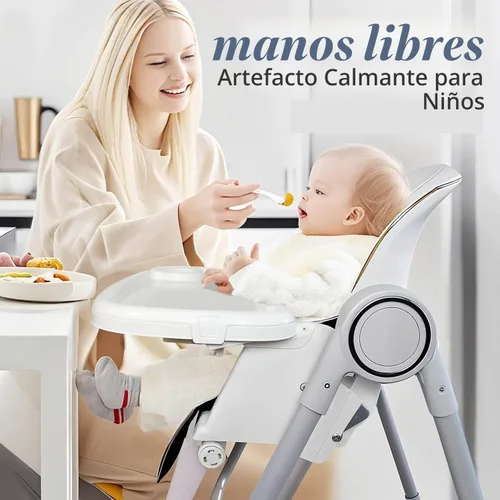 Miniatura 5 de Trona 5 en 1 para bebé, sillas de columpio para bebés, plegables, balanceo con 8 niveles de ajuste de altura, ecológica, lavable, cojín de PU Blanco