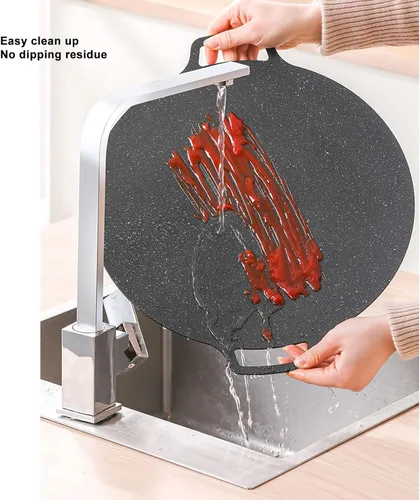 Miniatura 8 de Sartén coreana, sartén redonda antiadherente de 11.8 pulgadas para barbacoa coreana, parrilla redonda con asa, placa de estufa multifuncional