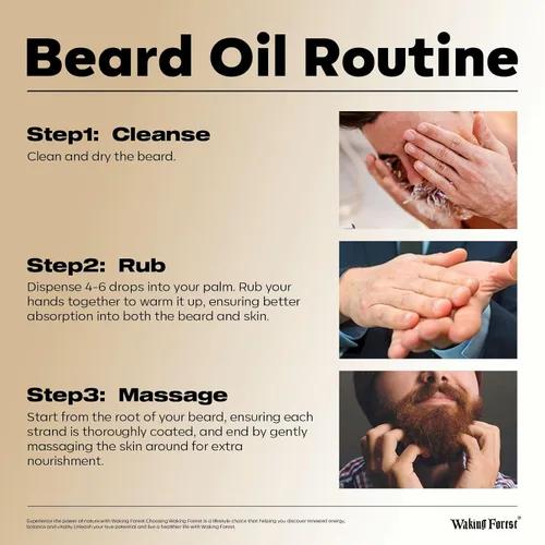 Miniatura 7 de Aceite para el crecimiento de la barba Waking Forest - Aceite de sándalo con biotina y vitamina E, romero y ricino para barbas más gruesas, suaves