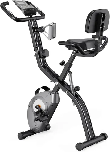 ATIVAFIT 5-in-1 Foldable Exercise Bike for Home, Upright & Recumbent Indoor Bike with 8-Level Magnetic Resistance, Resistance Bands, Quiet Cardio,