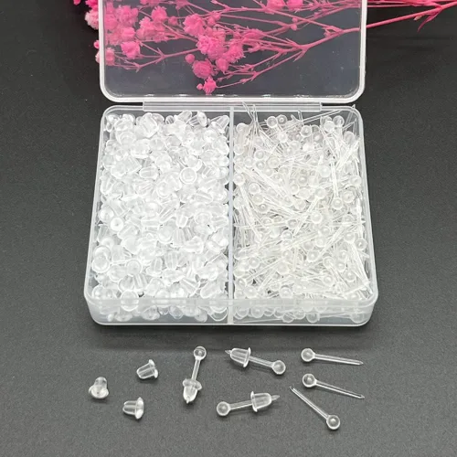 Miniatura 2 de Aretes transparentes para deportes, 300 pares de aretes transparentes y dorsos de aretes Bola transparente de 0.118 in