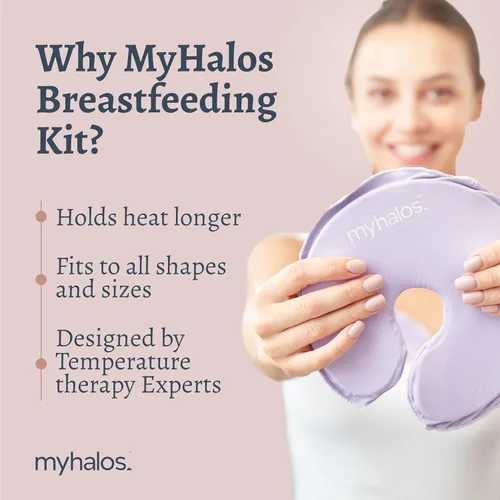 Miniatura 6 de MyHalos Paquete de terapia de senos – 2 paquetes de terapia de mama caliente y frío y 4 almohadillas de hidrogel para pezones para lactancia materna
