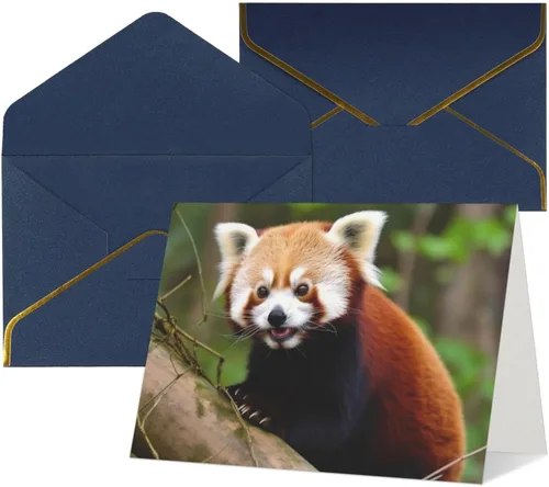 Miniatura 9 de Tarjetas de felicitación con sobres, tarjeta de felicitación con sobres, tarjeta de felicitación de Little Panda rojo en blanco para todas