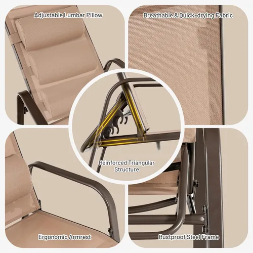 Miniatura 7 de Tangkula Juego de bistró para exteriores, 3 sillas reclinables apilables para patio con respaldo ajustable y plegable, reposacabezas extraíbles