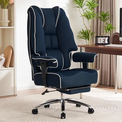Miniatura 15 de EXCEBET Silla de oficina grande y alta de 400 libras de ancho, silla de oficina ejecutiva de cuero con respaldo alto con reposapiés, sillas Malla