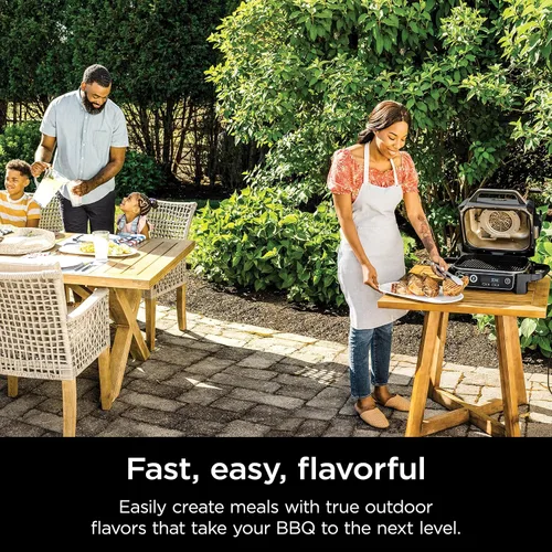 Miniatura 14 de Ninja OG751 Woodfire Pro - Parrilla para exteriores con termómetro integrado, parrilla principal 7 en 1, ahumador de barbacoa y freidora de aire al