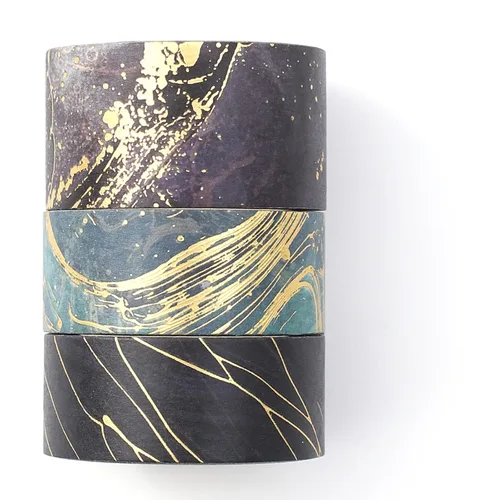 Miniatura 11 de YUBBAEX Gold Veins Washi Tape - Juego de cinta adhesiva decorativa para artes, manualidades, suministros de diario, planificadores, álbumes