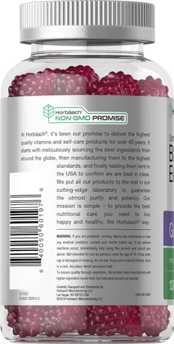 Miniatura 3 de Horbaach Gomitas de saúco negro 120 unidades Extracto de Sambucus con zinc y vitamina C Sabor a bayas Suplemento vegano, sin OMG y sin