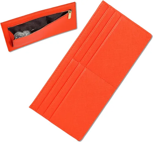 Miniatura 15 de Cartera Delgada para Tarjetas de Crédito Ultra Delgada Cartera Larga para Tarjetas Bolsillos con Cremallera Estuche para ID Cartera Pequeña Compacta