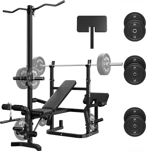 Miniatura 10 de Z3 - Juego de banco de pesas olímpico de 900 libras con extensión de piernas, prensa de entrenamiento 9 en 1 con almohadilla de curl de predicador