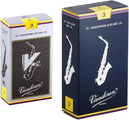 Miniatura 9 de Vandoren SR6125 Cañas de saxo alto V.12 Fuerza 2.5; caja de 10 y cañas tradicionales SR213 para saxo alto Fuerza 3; caja de 10