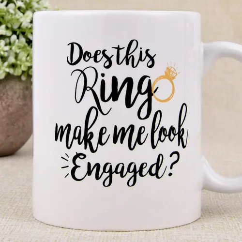 Miniatura 6 de Maustic Divertida taza de café con texto en inglés «Does This Ring Make Me Look Engaged», taza de café divertida para hombres y mujeres, cumpleaños