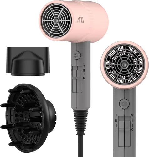 Miniatura 21 de AINA Secador de pelo con difusor, peine Secador de pelo para mujer, compacto, profesional, secado iónico Botón de disparo frío 110V/ALCI