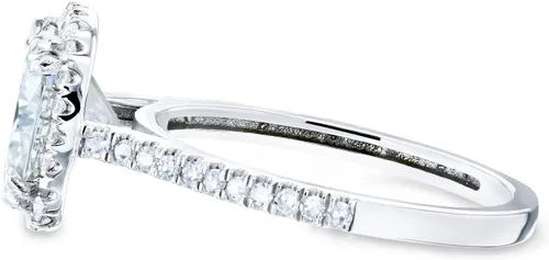 Miniatura 4 de Kobelli Cushion Moissanite Halo Anillo de compromiso 2 14 CTW Oro blanco de 14 k