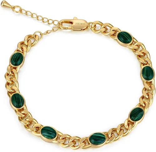 FRUMOS Dainty Layering Bracelets for Women 18 k Gold Plated Fashion Adjustable Chunky Cuban Paperclip Link Chain Bracelets Jewelry for Women Girls