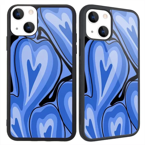 Miniatura 36 de Funda compatible con iPhone 13 para niños y mujeres, diseño divertido de cara, parte trasera dura con negro, divertido y lindo patrón de arte